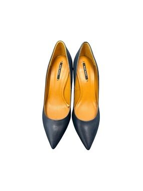 Zara Navy Pointed Toe Leather Pumps